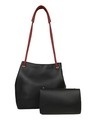 Shop Leatherette Set of 2 Embroidered Black Sling Bag-Full