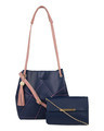 Shop Leatherette Set of 2 Embroidered Navy Sling Bag-Front