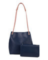 Shop Leatherette Set of 2 Embroidered Navy Sling Bag-Design