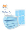 Shop Pack of 100 3 Ply Disposable Mask With Meltblown & Inbuilt Nosepin-Front