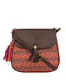 Shop Womens Ethnic Leatherette/Cotton Multi Zigazag Tassle Sling Bag-Front