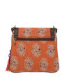 Shop Womens Ethnic Leatherette/Cotton Orange Leaf Tassle Sling Bag-Design