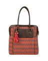 Shop Women's Ethnic Leatherette/Cotton Orange Leaf Tassle Tote Bag-Front