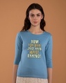 Shop Waise Rahenge Round Neck 3/4th Sleeve T-Shirt-Front