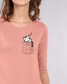 Shop Wall Kitty Round Neck 3/4th Sleeve T-Shirt