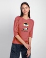 Shop WARM & COZY PENGUIN 3/4th Sleeve Slim Fit T-Shirt Ginger Spice-Front