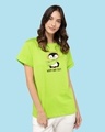Shop WARM & COZY PENGUIN Boyfriend T-Shirt Neon Green-Front