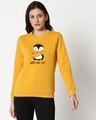 Shop WARM & COZY PENGUIN Fleece Sweatshirt Mustard Yellow-Front
