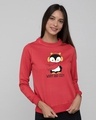 Shop WARM & COZY PENGUIN Fleece Sweatshirt Red Melange-Front