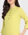 Shop Women's Warm Olive Mandarin Collar 3/4th Sleeve Long Kurta-Full