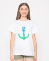 Shop Watercolor Anchor Boyfriend T-Shirt-Front