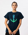 Shop Watercolor Anchor Boyfriend T-Shirt-Front