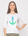 Shop Watercolor Anchor Round Neck 3/4th Sleeve T-Shirt-Front
