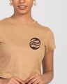 Shop Wave Reflect Round Neck Crop Top T-Shirt-Front