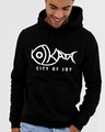 Shop Unisex Black Printed Regular Fit Hoodie-Front