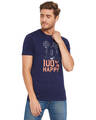 Shop Men's Navy Blue Mickey Mouse Print T-shirt-Front
