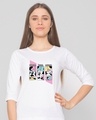 Shop Weekend Minnie Round Neck 3/4th Sleeve T-Shirt (DL) White-Front