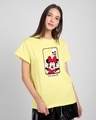 Shop Weird Mickey And Minnie Boyfriend T-Shirt (DL)-Pastel Yellow-Front