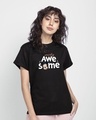 Shop Weirdly Awesome Mickey Boyfriend T-Shirt (DL) Black-Front