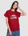 Shop Weirdly Awesome Mickey Boyfriend T-Shirt (DL) Bold Red-Front