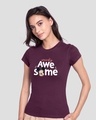 Shop Weirdly Awesome Mickey Half Sleeve T-Shirt (DL) Deep Purple-Front