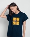 Shop Weirdly Awesome Pooh Boyfriend T-Shirt (DL) Navy Blue-Front