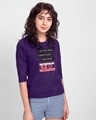Shop Welcome To Your Tape 13 Round Neck 3/4 Sleeve T-Shirt Parachute Purple-Front