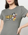 Shop What Diet? Half Sleeve Printed T-Shirt Meteor Grey (DL)-Front