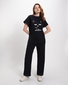 Shop Women's Black Whatever Cat Graphic Printed Boyfriend T-shirt-Full