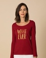 Shop Whatever Gold Gradient Scoop Neck Full Sleeve T-Shirt-Front