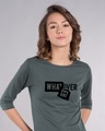 Shop Whatever Peel Off Round Neck 3/4th Sleeve T-Shirt-Front