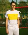 Shop White & Pineapple Yellow 90's Vibe Cargo Pocket T-Shirt-Front