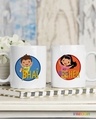 Shop White Bhai-Behen Printed Ceramic Mug (330 ml, Set Of 2)-Front