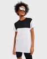 Shop White- Black Color Block Boyfriend T-shirt-Front