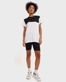 Shop White- Black Color Block Boyfriend T-shirt-Full