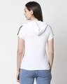 Shop White-Black Half Sleeve Hoodie T-Shirt-Full