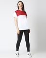Shop White-Bold Red Color Block Boyfriend T-Shirt-Full