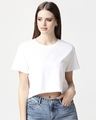 Shop White Boxy Slim Fit Crop Top-Front