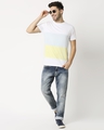 Shop Men's White & Yellow Color Block T-shirt-Full