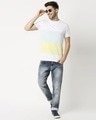 Shop Men's White & Yellow Color Block T-shirt-Full