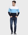 Shop Men's Blue & White Color Block Flat Knit Sweater-Full