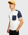 Shop White Color Block Pocket T-Shirt-Front