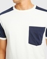 Shop White Color Block Pocket T-Shirt