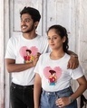 Shop Pack of 2 White Couple Love Graphic Printed Cotton T-shirt-Front