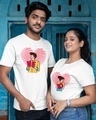 Shop Pack of 2 White Couple Love Graphic Printed Cotton T-shirt-Full