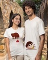 Shop Pack of 2 White Couple Sending Heart Graphic Printed Cotton T-shirt-Full