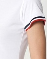 Shop White Crewneck Varsity Rib Half Sleeves T-shirt