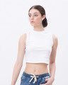 Shop White Cropped Tank Top-Front
