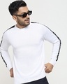 Shop Men's White Shoulder Panel Printed Sweater-Front