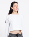 Shop White Full Sleeves Crop T-Shirt-Front